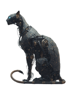 Mechanical Guardian Cat Vinyl Car Decal Sticker – Waterproof & UV-Resistant 8.0"