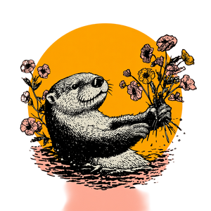 Retro Otter Illustration Vinyl Car Decal Sticker – Waterproof & UV-Resistant 6.826666666666667"