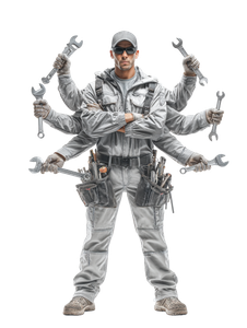 Multi-Armed Technician Vinyl Car Decal Sticker – Waterproof & UV-Resistant 8.213333333333333"