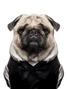 Posh Pug Portrait Vinyl Car Decal Sticker – Waterproof & UV-Resistant 8.213333333333333"