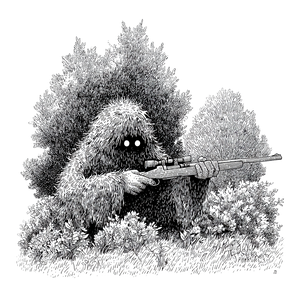 Camouflaged Hunter Vinyl Car Decal Sticker – Waterproof & UV-Resistant 3.4133333333333336"