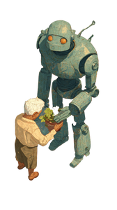 Robot Caretaker Vinyl Car Decal Sticker – Waterproof & UV-Resistant 9.706666666666667"