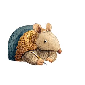 Whimsical Armadillo Artist Vinyl Car Decal Sticker – Waterproof & UV-Resistant 3.4133333333333336"