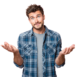 Handsome Man Questioning Vinyl Car Decal Sticker – Waterproof & UV-Resistant 3.4133333333333336"