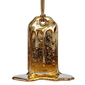 Melting Gold Tag Vinyl Car Decal Sticker – Waterproof & UV-Resistant 3.4133333333333336"