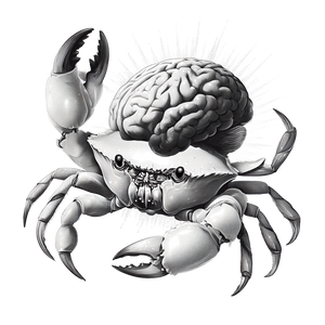 Crab With Brain Vinyl Car Decal Sticker – Waterproof & UV-Resistant 3.4133333333333336"