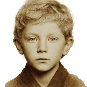 Sepia Boy Portrait Vinyl Car Decal Sticker – Waterproof & UV-Resistant 6.826666666666667"