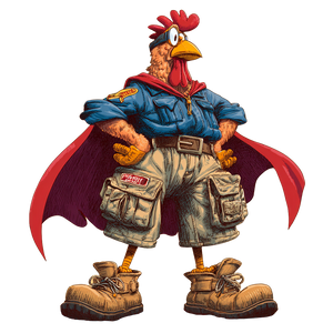 Heroic Chicken Vinyl Car Decal Sticker – Waterproof & UV-Resistant 3.4133333333333336"