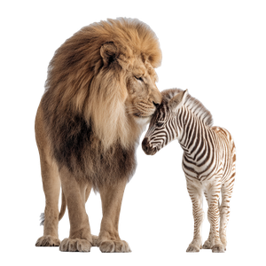 Lion And Zebra Vinyl Car Decal Sticker – Waterproof & UV-Resistant 3.4133333333333336"