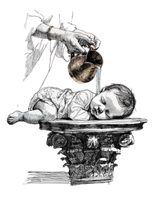 Baptism Line Art Vinyl Car Decal Sticker – Waterproof & UV-Resistant 8.213333333333333"