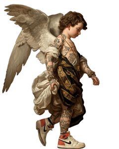 Cherubic Tattooed Angel Vinyl Car Decal Sticker – Waterproof & UV-Resistant 4.0"