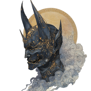 Ethereal Oni Mask Vinyl Car Decal Sticker – Waterproof & UV-Resistant 3.4133333333333336"