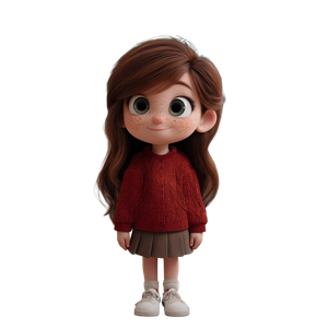 Pixar-Style Girl V29 Vinyl Car Decal Sticker – Waterproof & UV-Resistant 3.4133333333333336"
