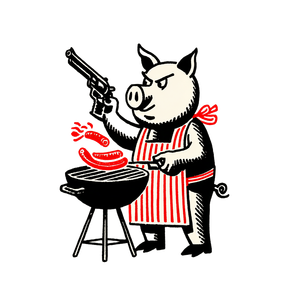 Grilling Pig Cartoon Vinyl Car Decal Sticker – Waterproof & UV-Resistant 6.826666666666667"