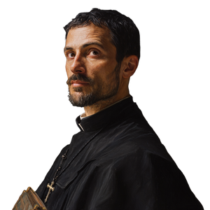 Jesuit Priest Portrait V2 Vinyl Car Decal Sticker – Waterproof & UV-Resistant 3.4133333333333336"