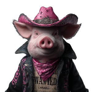 Angry Cowboy Pig Vinyl Car Decal Sticker – Waterproof & UV-Resistant 6.826666666666667"