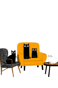 Whimsical Cat Living Vinyl Car Decal Sticker – Waterproof & UV-Resistant 8.96"