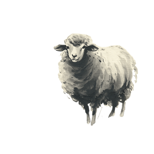 Sumi-E Sheep Vinyl Car Decal Sticker – Waterproof & UV-Resistant 3.4133333333333336"