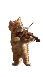 Kitten Violinist Vinyl Car Decal Sticker – Waterproof & UV-Resistant 9.706666666666667"
