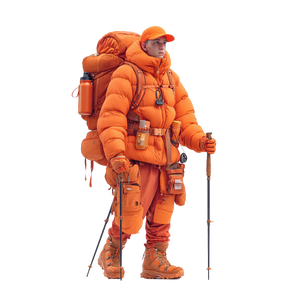 Orange Hiker Vinyl Car Decal Sticker – Waterproof & UV-Resistant 3.4133333333333336"