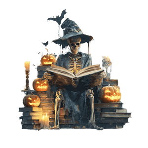 Skeletal Witch Reading Vinyl Car Decal Sticker – Waterproof & UV-Resistant 6.826666666666667"