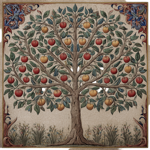 Medieval Apple Tree Vinyl Car Decal Sticker – Waterproof & UV-Resistant 3.4133333333333336"