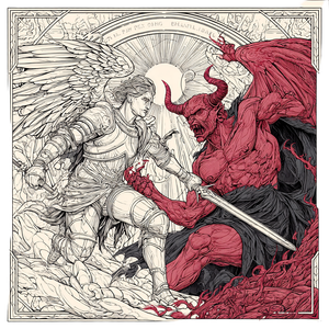 St Michael Vs Satan V2 Vinyl Car Decal Sticker – Waterproof & UV-Resistant 3.4133333333333336"