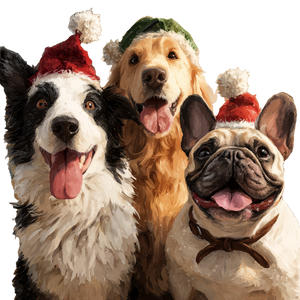 Dogs In Christmas Hats Vinyl Car Decal Sticker – Waterproof & UV-Resistant 3.4133333333333336"