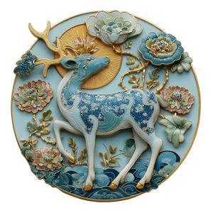 Chinese Deer Sculpture Vinyl Car Decal Sticker – Waterproof & UV-Resistant 3.4133333333333336"