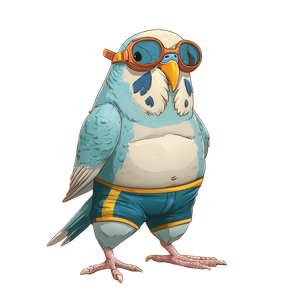 Cartoon Budgie Swimwear Vinyl Car Decal Sticker – Waterproof & UV-Resistant 3.4133333333333336"