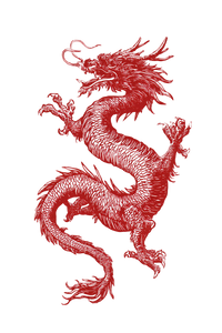 Red Chinese Dragon V7 Vinyl Car Decal Sticker – Waterproof & UV-Resistant 8.96"