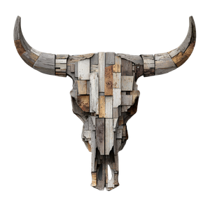 Wooden Bull Skull Vinyl Car Decal Sticker – Waterproof & UV-Resistant 3.4133333333333336"