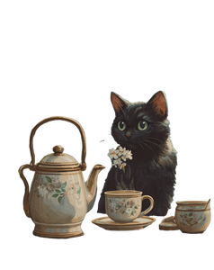 Black Cat Tea V2 Vinyl Car Decal Sticker – Waterproof & UV-Resistant 4.1066666666666665"