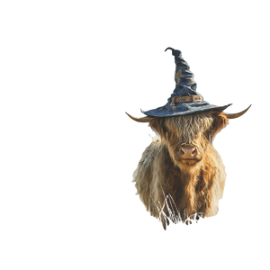 Witchy Highland Cow Vinyl Car Decal Sticker – Waterproof & UV-Resistant 6.826666666666667"