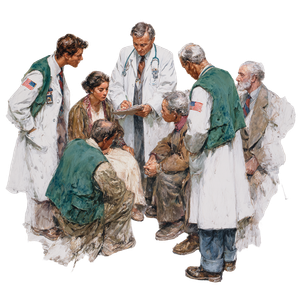 Doctors Helping Patients Vinyl Car Decal Sticker – Waterproof & UV-Resistant 3.4133333333333336"