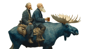 Men Riding Blue Moose Vinyl Car Decal Sticker – Waterproof & UV-Resistant 2.72"