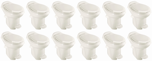 12x Bone Round Seat Thetford Toilet | Aqua-Magic  Style Plus | Permanent High Profile | Powerful Flush | Anti-Microbial Seat