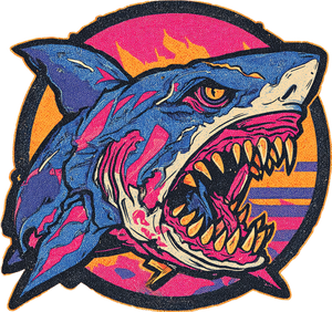 Angry Cyber Shark Vinyl Car Decal Sticker – Waterproof & UV-Resistant 3.4133333333333336"