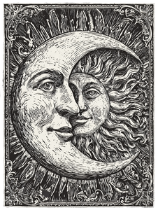Mystical Moon Square Vinyl Car Decal Sticker – Waterproof & UV-Resistant 4.1066666666666665"