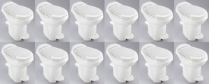12x Thetford Aqua-Magic  Style Plus Toilet | Permanent, High Profile, Round Seat, Powerful Flush, White