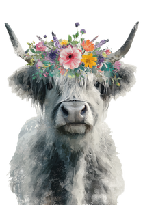 Floral Highland Cow V4 Vinyl Car Decal Sticker – Waterproof & UV-Resistant 8.746666666666666"