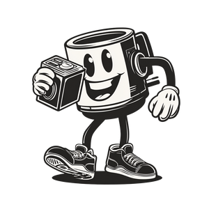 Retro Coffee Cup Mascot Vinyl Car Decal Sticker – Waterproof & UV-Resistant 6.826666666666667"