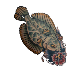 Neo Traditional Flounder Vinyl Car Decal Sticker – Waterproof & UV-Resistant 3.4133333333333336"