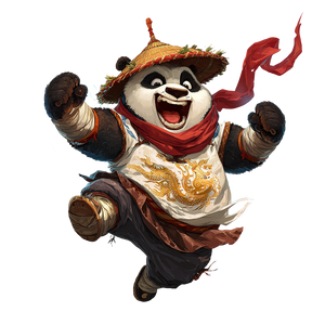 Martial Arts Panda V4 Vinyl Car Decal Sticker – Waterproof & UV-Resistant 3.4133333333333336"