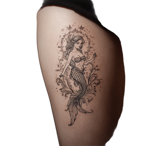 Fine Line Mermaid Vinyl Car Decal Sticker – Waterproof & UV-Resistant 6.826666666666667"