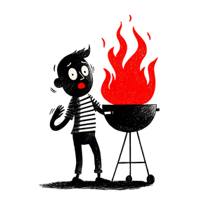 Surprised Bbq Character Vinyl Car Decal Sticker – Waterproof & UV-Resistant 3.4133333333333336"