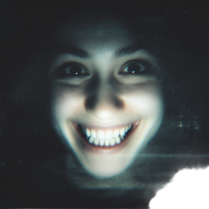 Eerie Smiling Woman Vinyl Car Decal Sticker – Waterproof & UV-Resistant 6.826666666666667"