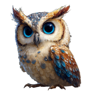 Cute Blue-Eyed Owl Vinyl Car Decal Sticker – Waterproof & UV-Resistant 3.4133333333333336"