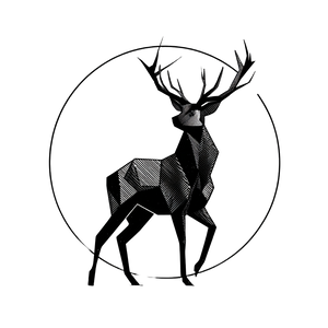 Geometric Stag Logo Vinyl Car Decal Sticker – Waterproof & UV-Resistant 3.4133333333333336"