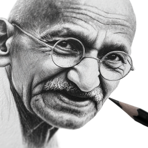 Gandhi Pencil Sketch Vinyl Car Decal Sticker – Waterproof & UV-Resistant 3.4133333333333336"